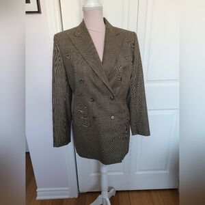 Ralph Lauren Glen Plaid Tweed 100% wool double breasted blazer size 6